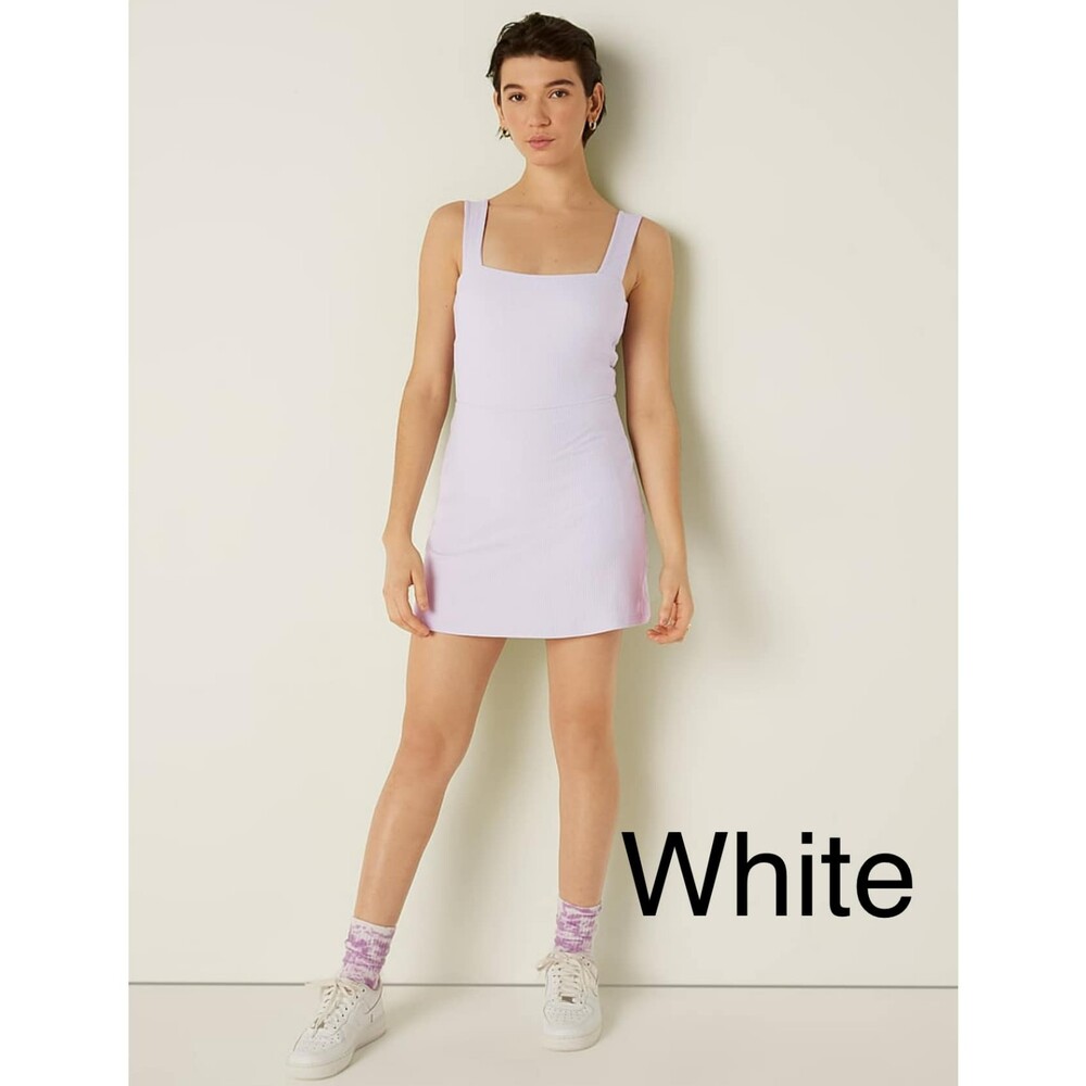 Victoria's Secret PINK White Ribbed Romper